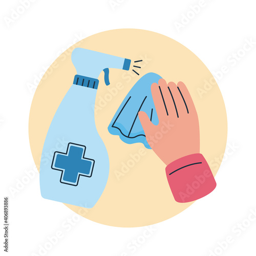 covid19 prevention, disinfect surfaces icon