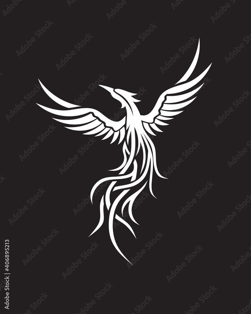 Obraz premium Phoenix flying fire bird vector abstract logo icon design template