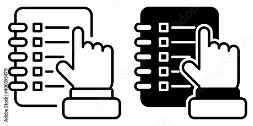 Outline and Glyph or Solid icon hand medical report with white background. Premium Vector EPS10