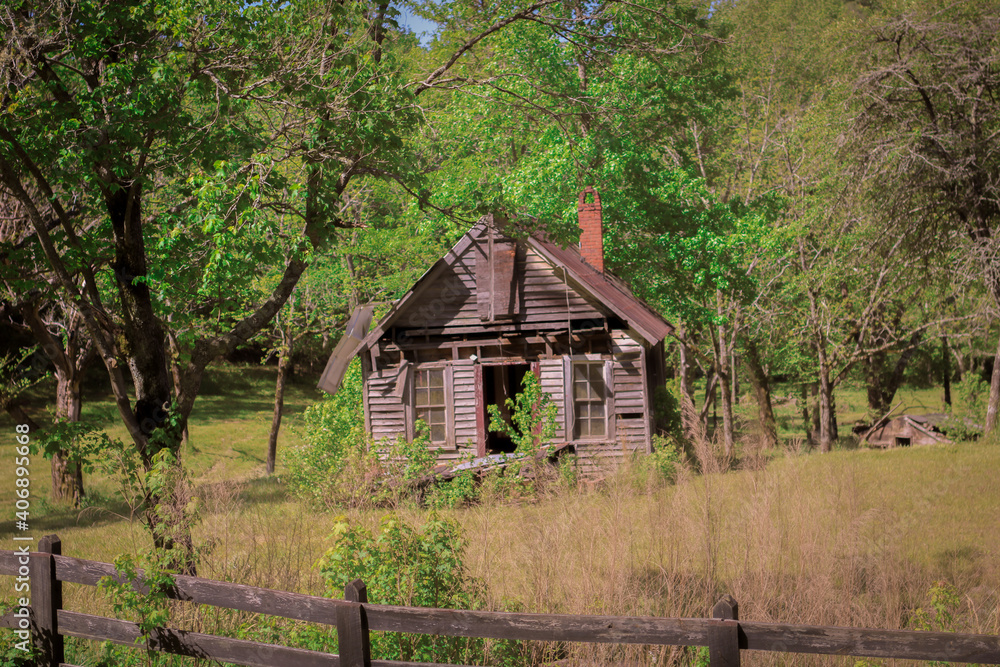 Old Dilapidated Farm House in the woods. 
