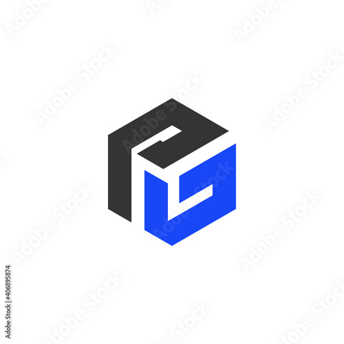 Initial PG Letter hexagon logo abstract with black and blue colour  vector image
