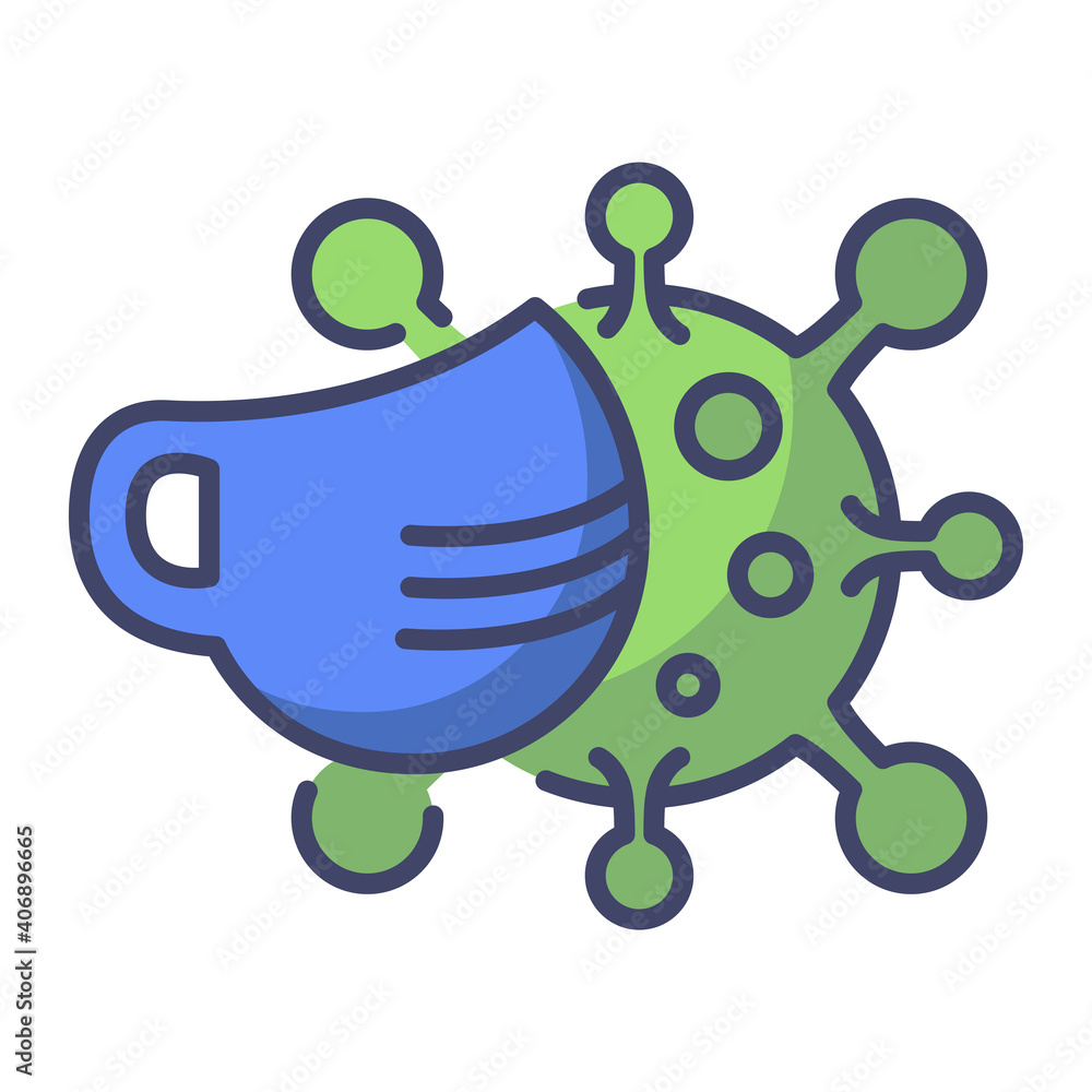 Fototapeta premium Simple Filled line Icon Mask with corona virus in white background. Premium Vector EPS10