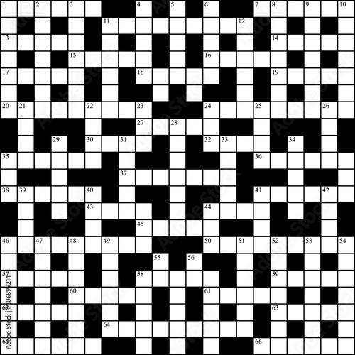 Square crossword template. Symmetrically intersecting rows and columns for solving words. Crossword puzzle grid.