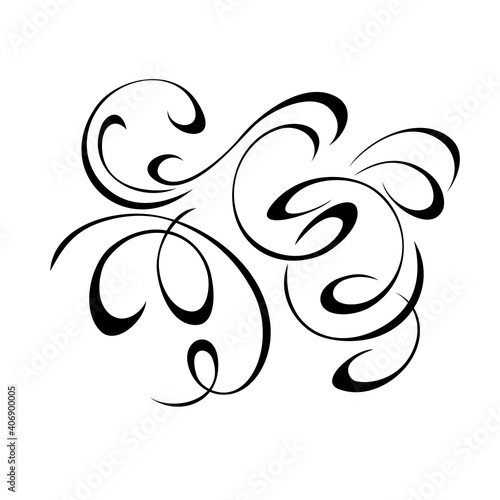 ornament 1482. decorative abstract ornament with curls in black lines on a white background