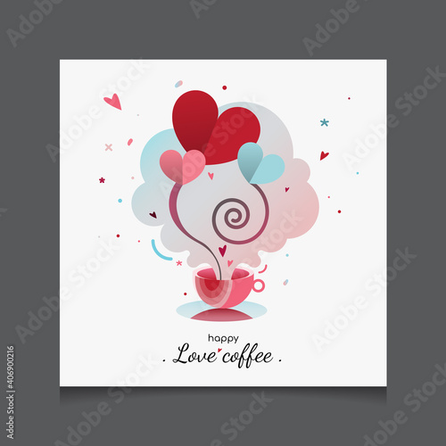 Coffee with steam in one heart . Valentine's day celebration or love concept