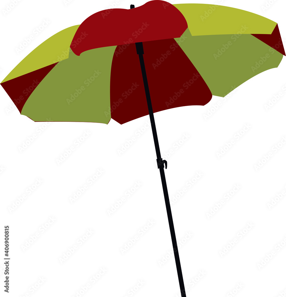 Two-color beach umbrella (yellow and red) isolated on white background. eps vector illustration. Two-color beach umbrella (yellow and red) isolated on white background. eps vector illustration.