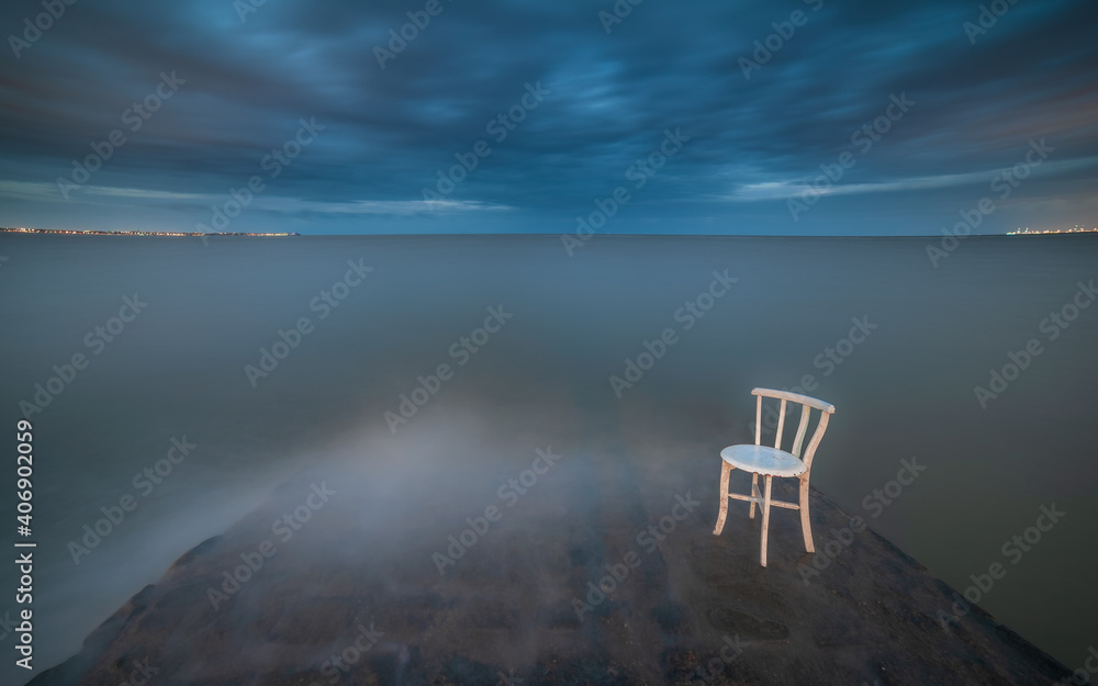 Chair sitting in the sea