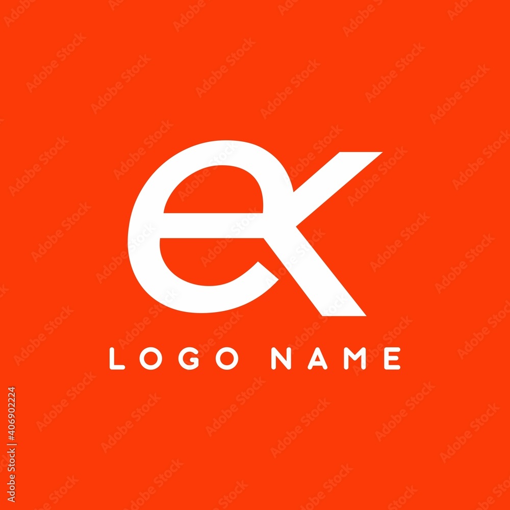 Obraz premium White orange of EK initial vector logo template