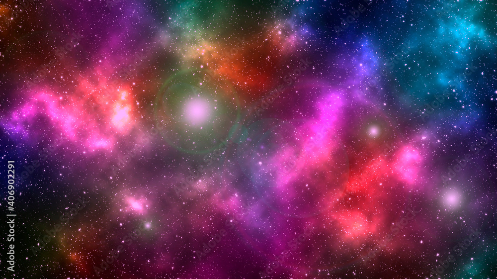 Beautiful colorful cosmic background with nebula and stars