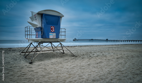 Empty Imperial Beach Pier and lifeguard tower © mdurson