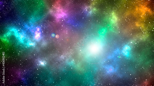 Colorful nebula in deep dark space