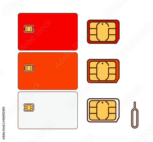 nanosim card and sim card eject pin vector material 3 carrier