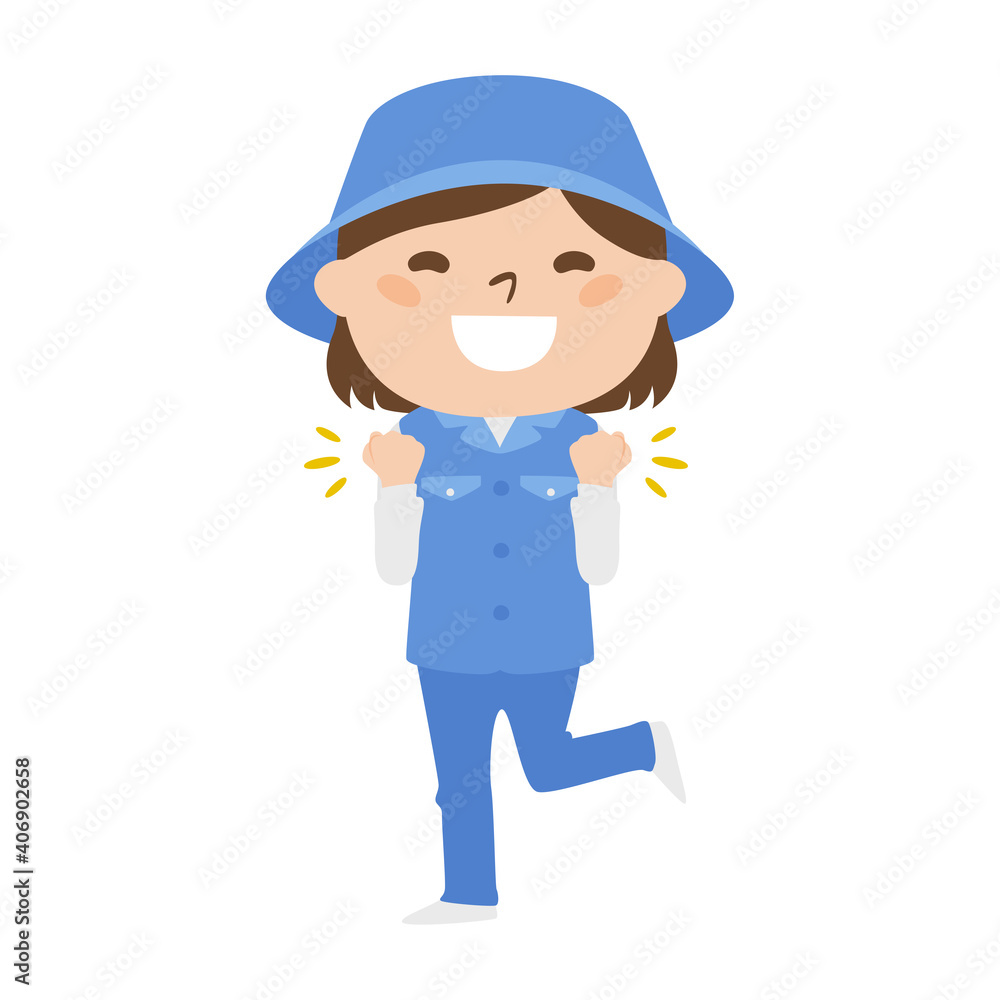 ゴルフ場で働く女性キャディのイラスト。楽しそうに喜んでいる女性。 ゴルフ場で働く女性キャディのイラスト。楽しそうに喜んでいる女性。