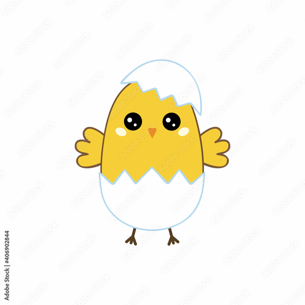 Cute chicken hatched from the shell. Vector character for children in cartoon style. Cute chicken hatched from the shell. Vector character for children in cartoon style.