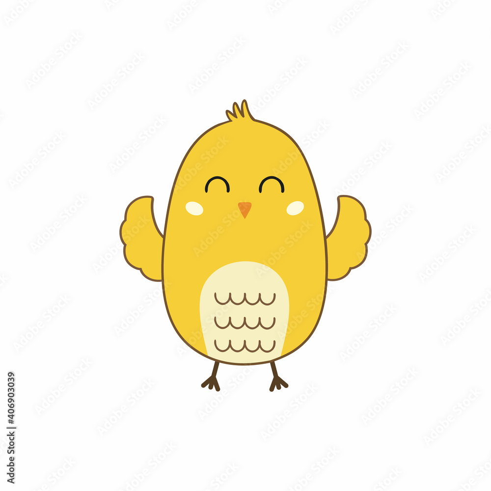 Cute chicken with a smile. A character for a children's book. Illustration for the Easter holiday. Vector hero in cartoon style. Cute chicken with a smile. A character for a children's book. Illustration for the Easter holiday. Vector hero in cartoon style.