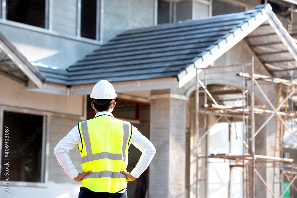 Engineers are searching for and analyzing unfinished home office construction projects.. Engineers are searching for and analyzing unfinished home office construction projects..