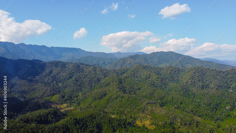 Aerial view mountain landscape from  Bo Kluea, Nan, Thailand