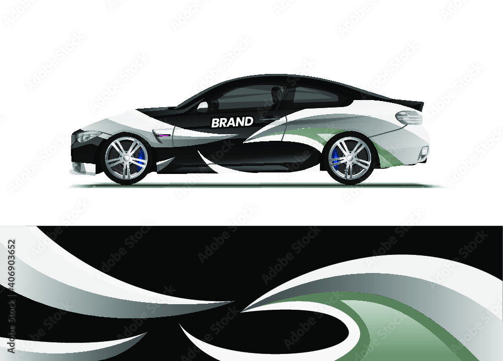 Obraz premium Car decal wrap design vector. Abstract background for vehicle vinyl wrap. Background abstract stripe racing sport graphic designs kit for race car, rally, vehicle, livery and adventure