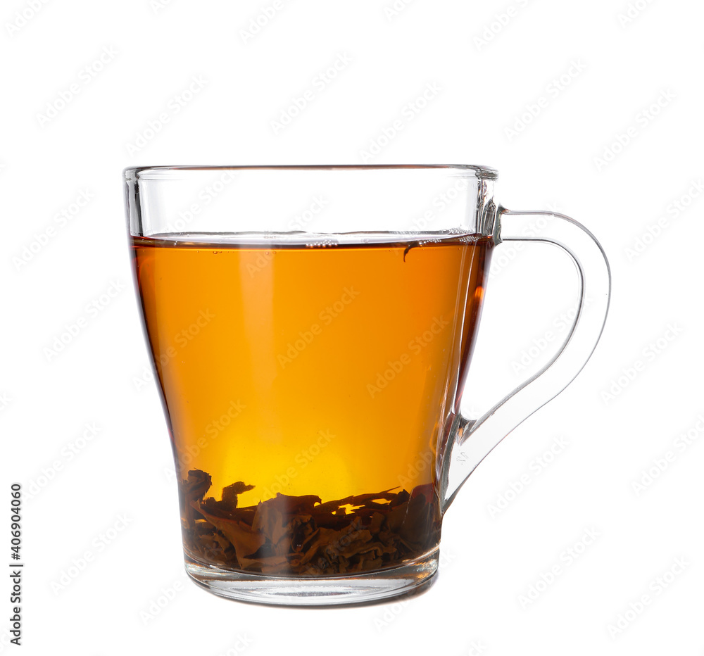Cup of hot aromatic tea on white background Cup of hot aromatic tea on white background