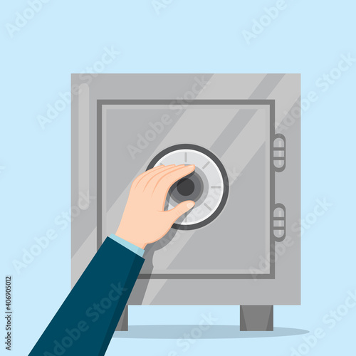 Open safe box, illustration vector cartoon