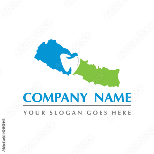 nepal map and teeth dental care symbol logo vector