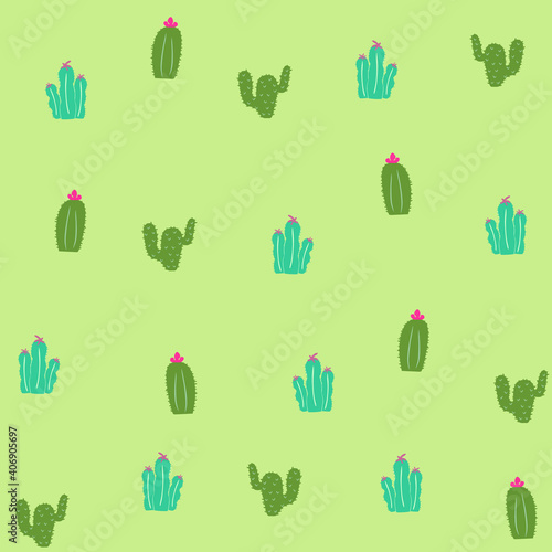 cactus sewing pattern with a green background
