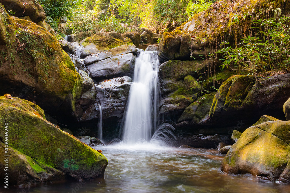 Beautiful waterfall deep in the tropical forest. Beautiful waterfall deep in the tropical forest.