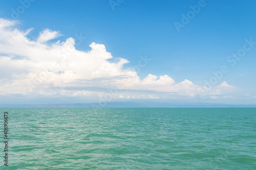 Beautiful sea Landscape with blue sky and clouds. © Chalearmrat