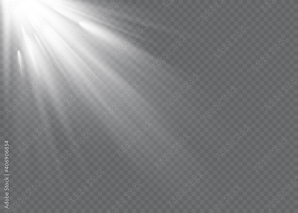 White glowing light explodes on a transparent background.