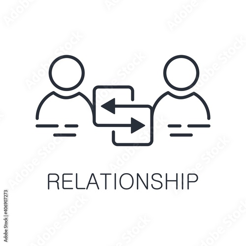 Common interests. Relationship, mutual benefit. Vector linear icon isolated on white background.