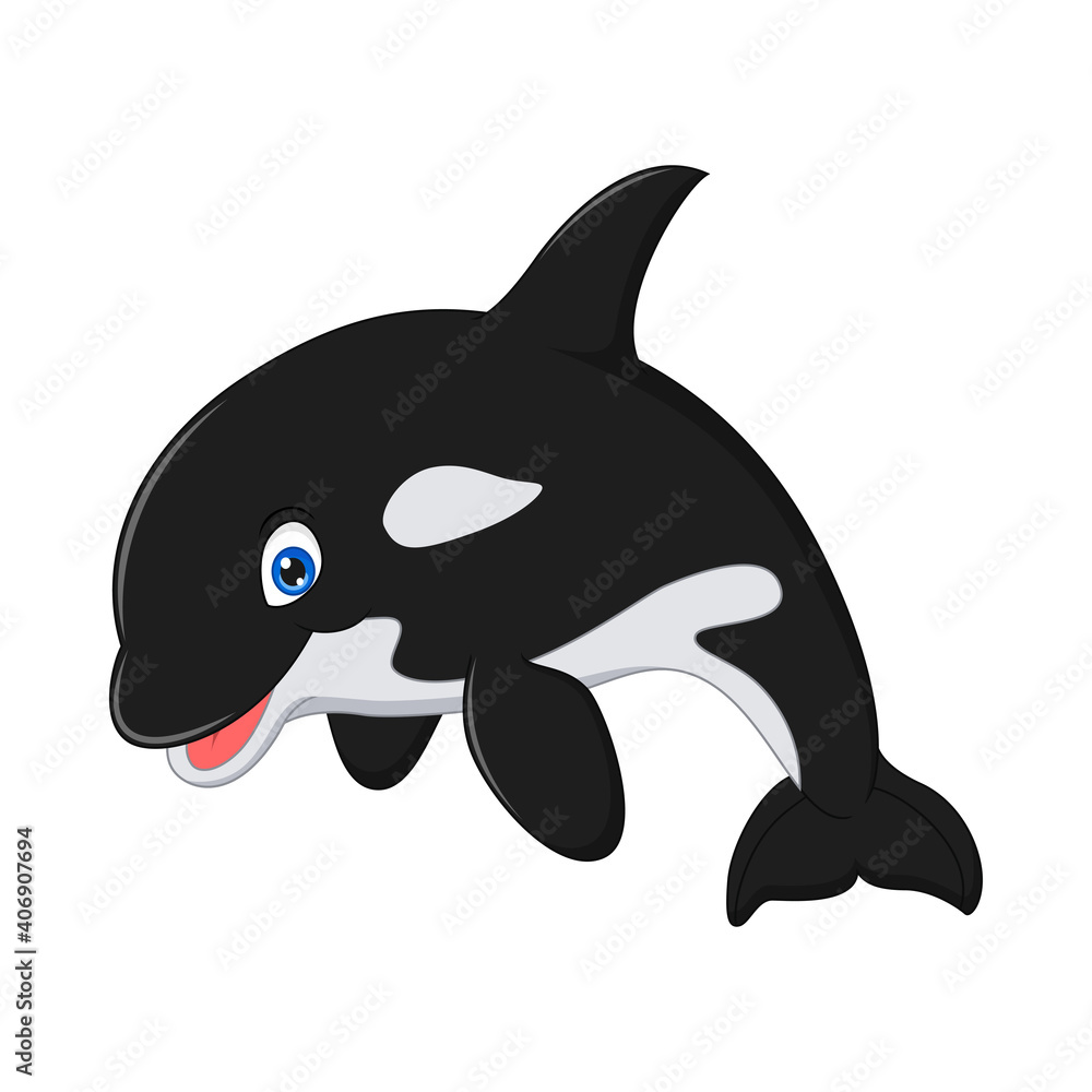 Obraz premium Cartoon killer whale on white background