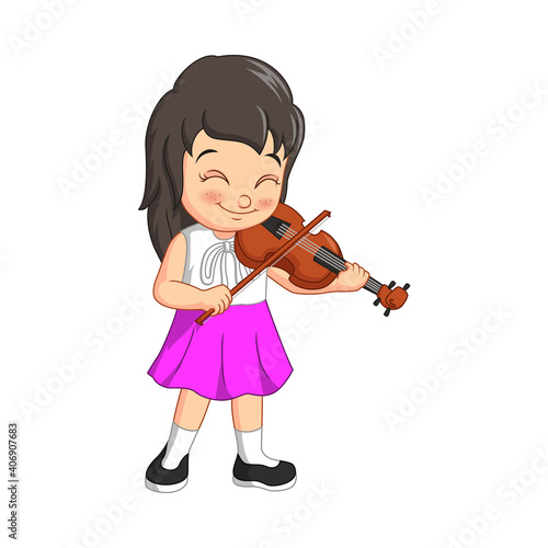Cute little girl playing violin