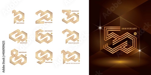Set of 10 to 100 Anniversary logotype design, Years Celebrate Anniversary Logo
