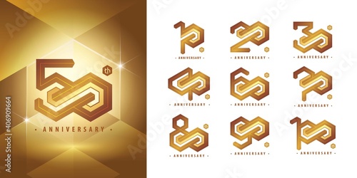 Set of 10 to 100 Anniversary logotype design, Years Celebrate Anniversary Logo