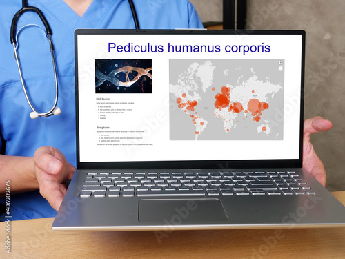 Medical concept meaning Pediculus humanus corporis  with inscription on the page. photo