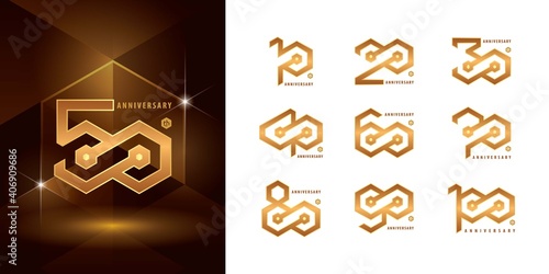 Set of 10 to 100 Anniversary logotype design, Years Celebrate Anniversary Logo