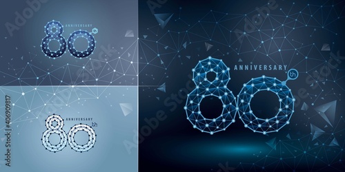 Set of 80th Anniversary logotype design, Eighty years Celebrating Anniversary Logo