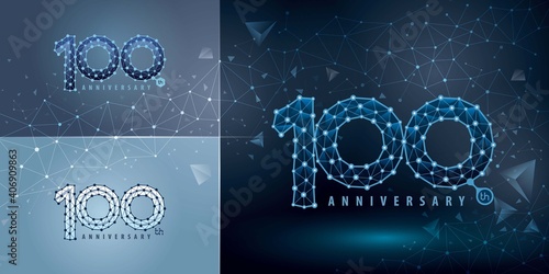 Set of 100th Anniversary logotype design, Hundred years Celebrating Anniversary Logo