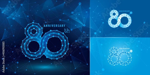 Set of 80th Anniversary logotype design, Eighty years Celebrating Anniversary Logo