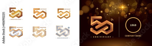 Set of 50th Anniversary logotype design, Fifty years anniversary celebration