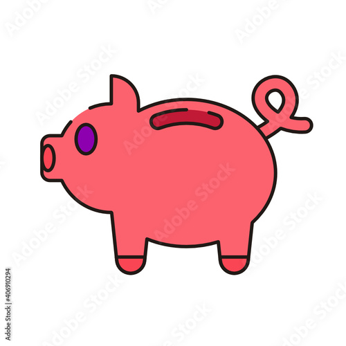 E-commerce and shopping web icon in line style. Piggy bank icon