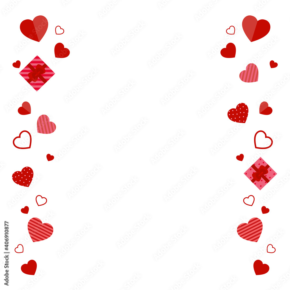 Background for day of love, valentine's day, birthday party, wedding anniversary party, paper gift box and red pink hearts decorated beautifully vector cartoon illustration.