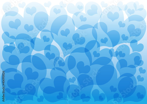 背景9　ハートぎっしり　水白　グラデーション
