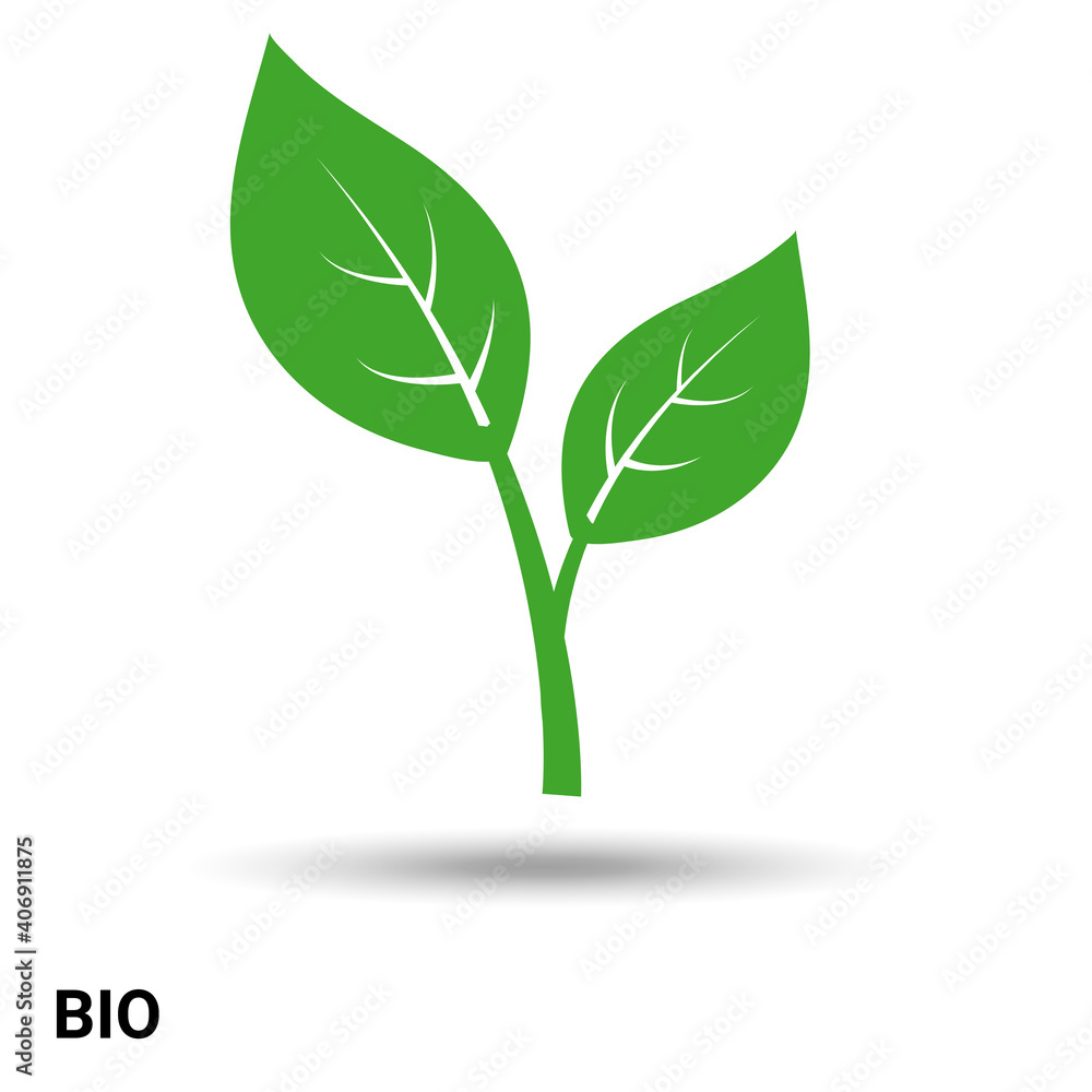 Bio. Green leaf isolated on a light background. Vector illustration. Bio. Green leaf isolated on a light background. Vector illustration.