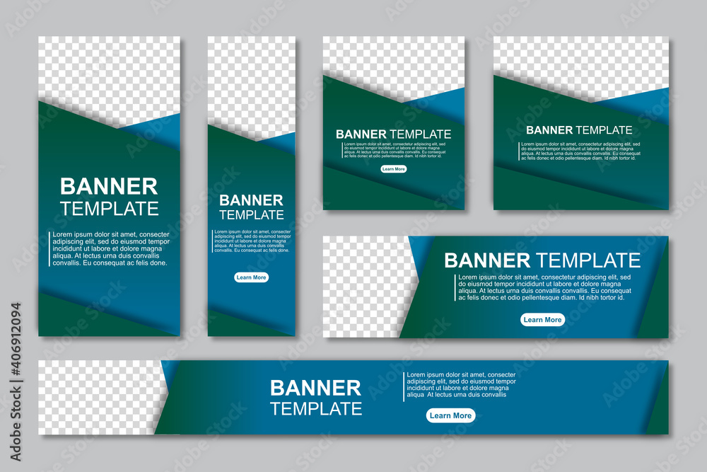 Set of modern web banners template design with a place for photos. Modern and minimalist concept user for web page, banner, background. Vector illustration