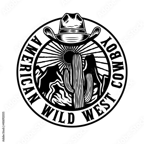 Wild West American cowboy desert badge