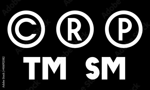 intellectual property icons set on black background