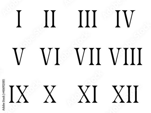 vector roman numerals set isolated on white background