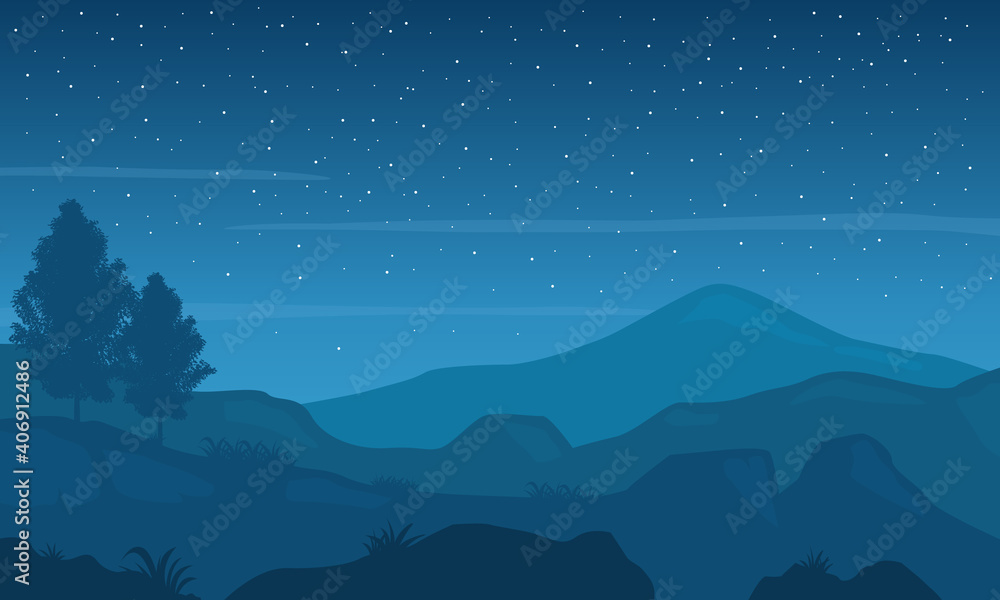 Fototapeta premium Beautiful sky color at night with stars. Vector illustration
