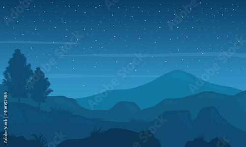 Beautiful sky color at night with stars. Vector illustration